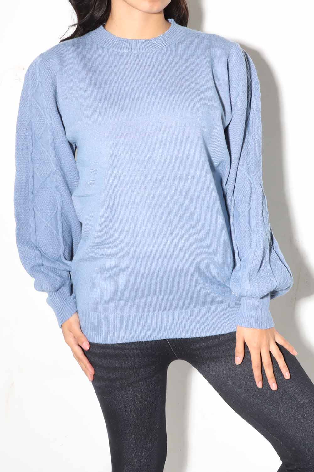 Fashion Knit Sweater , Blue