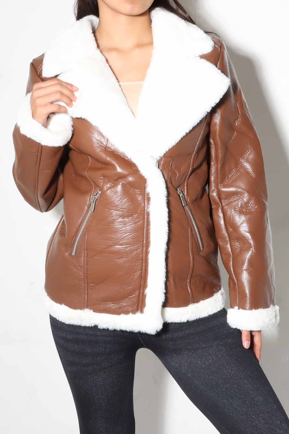 Faux Fur Fashion Jacket, Brown