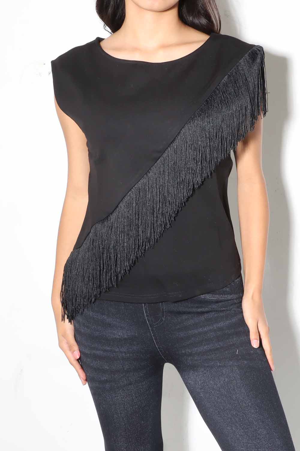 Fringle Western Top , Black