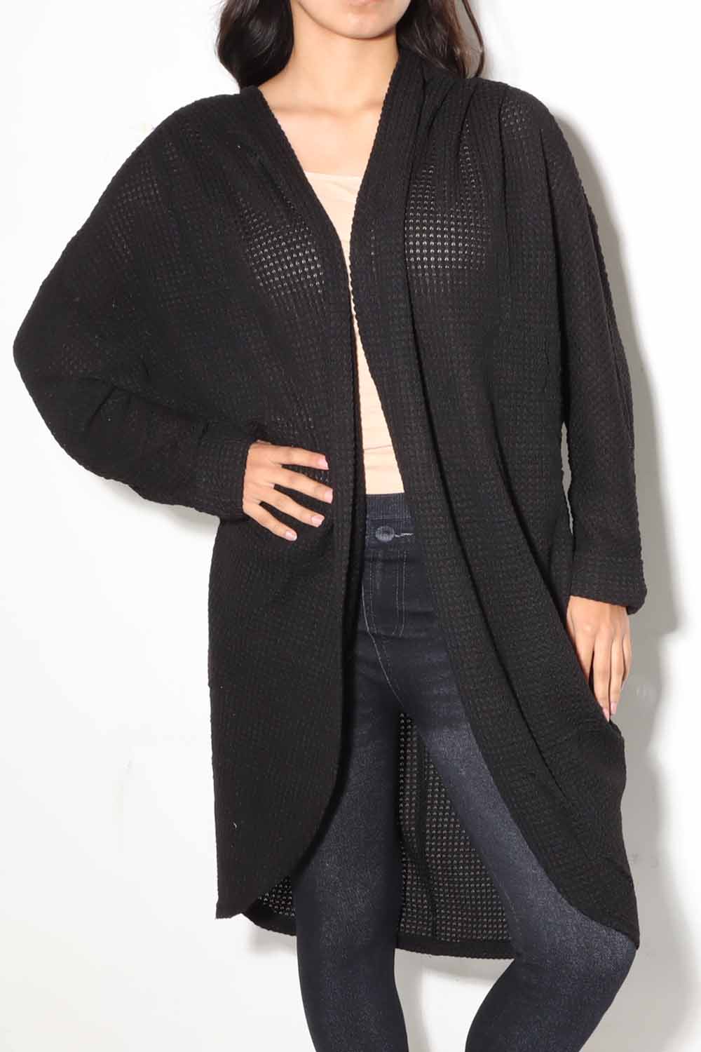 Long Knit Cardigan, Black