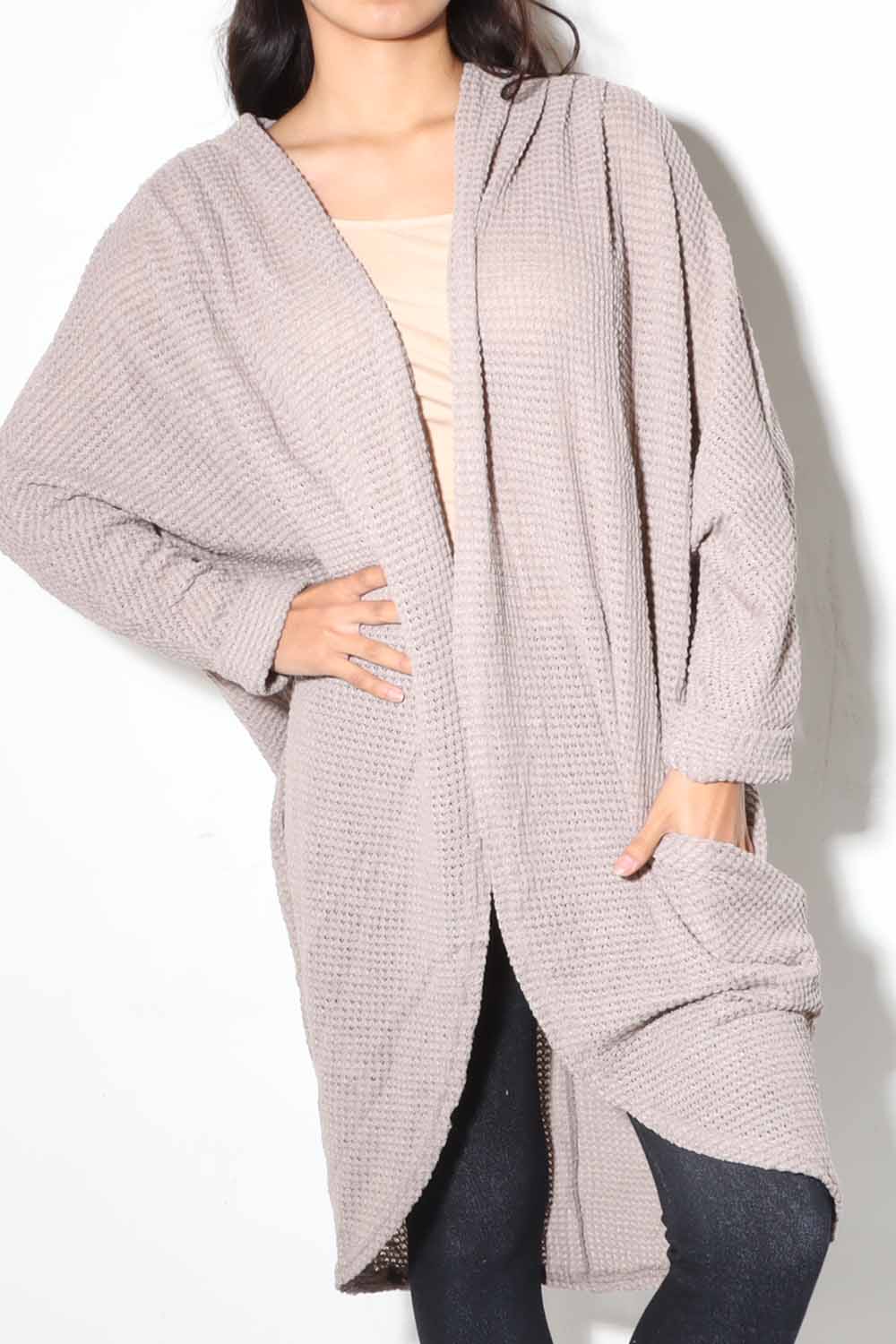 Long Knit Cardigan, Taupe